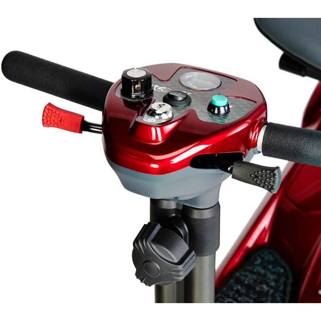 Handle View of EV-Rider Transport AF + Auto Folding Lightweight Travel Mobility Scooter