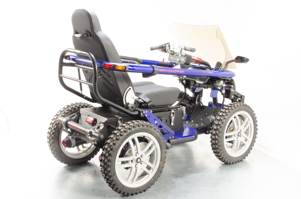 Back-side view of TerrainHopper Overlander 4ZS, an all-terrain mobility vehicle.