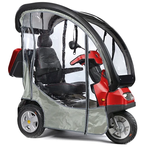 Red Afiscooter S3 Fully Enclosed Canopy Off-Road-Wheels 3-Wheel