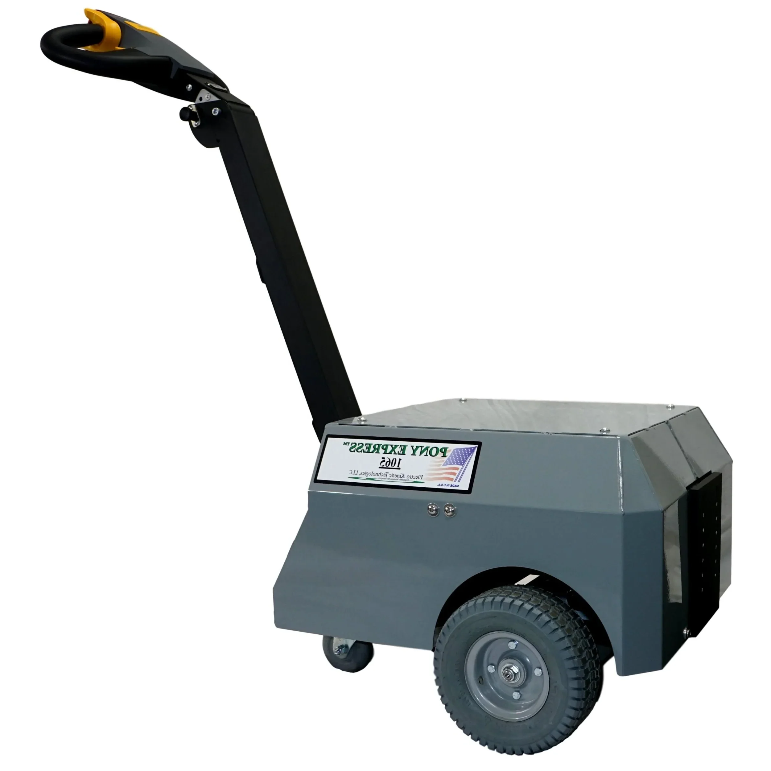 Pony Express 1065 Electric Powered Tugger highlighting its low-profile design and industrial build for towing applications.