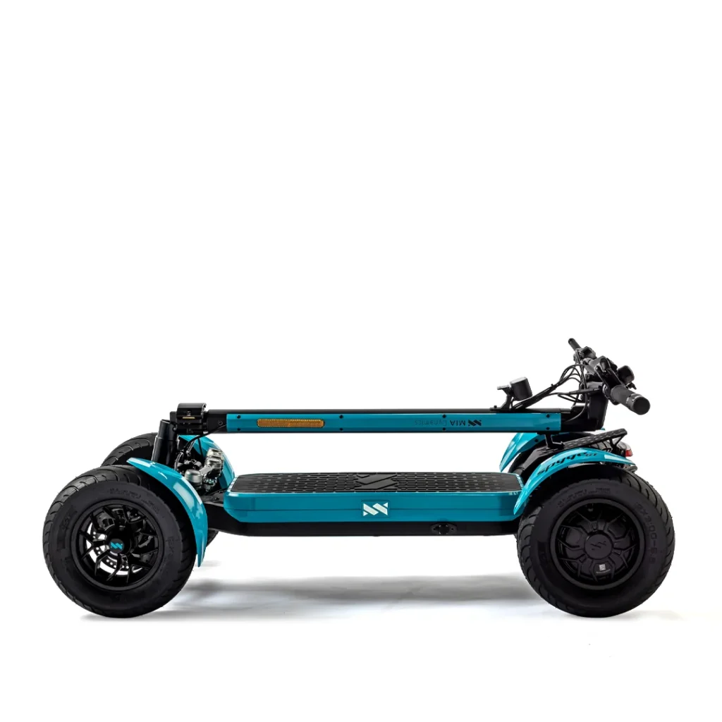 Folded MIA SPYQE GT electric scooter showing compact design for easy storage and transport