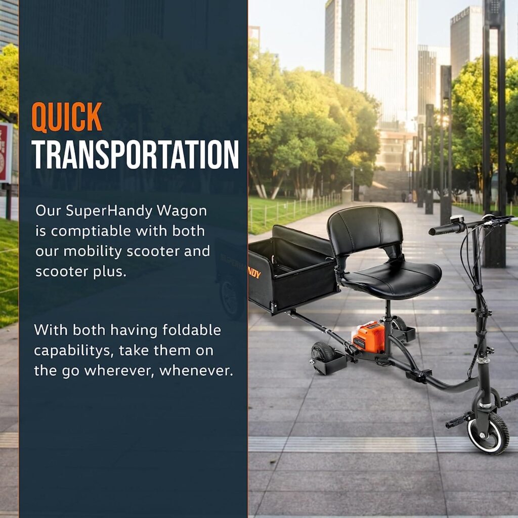 SuperHandy Foldable Wagon - Lightweight, 155 lbs Capacity, Tool-Free Assembly, Compatible with SuperHandy/G Mobility Scooters view 5