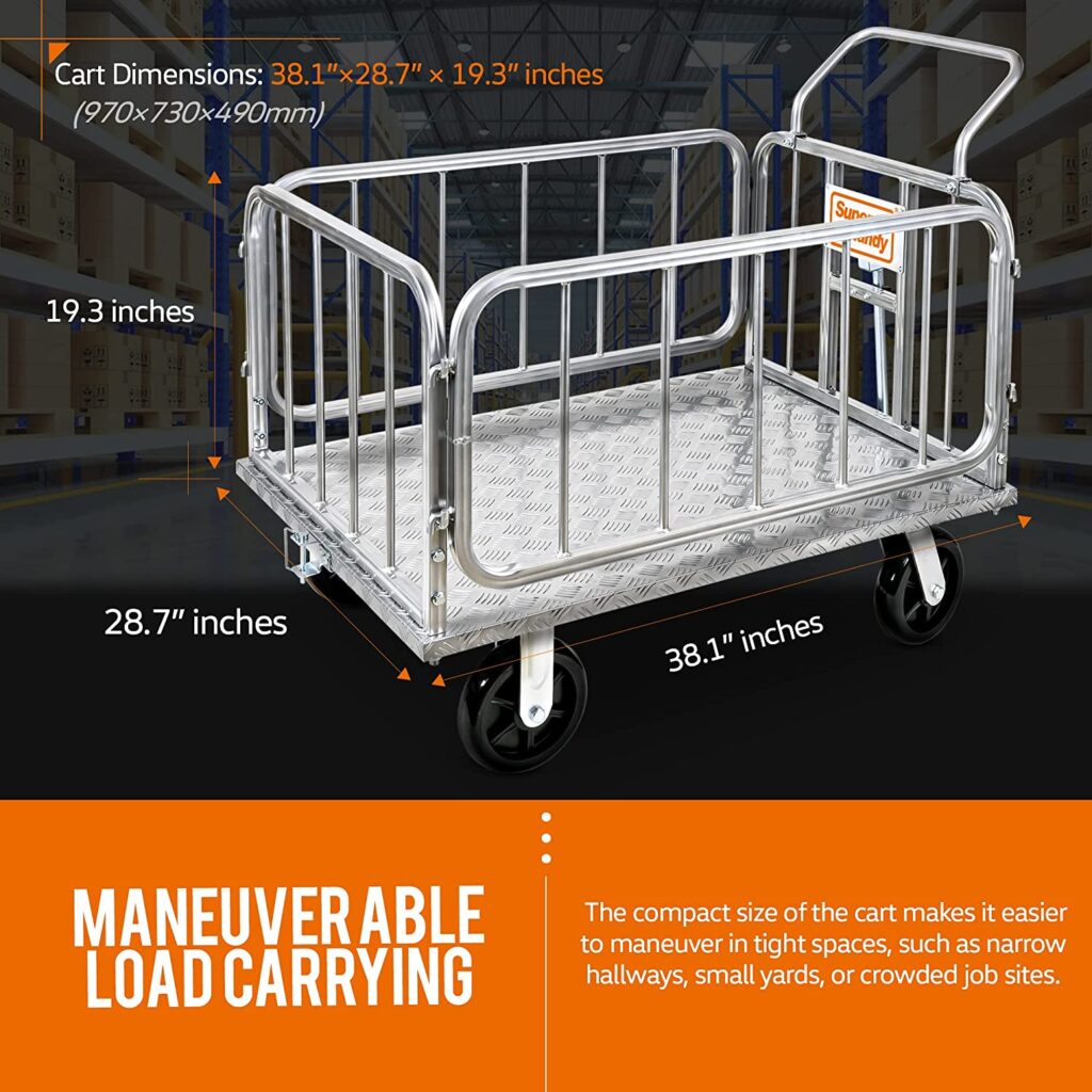 SuperHandy Platform Truck and Trailer - 1200Lb Capacity, Connects Directly to Utility Tugger view 3